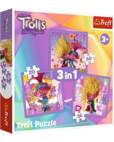 Puzzle Trefl 3 în 1 - Meet the happy Trolls - 1